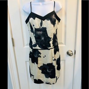Club Monaco Silk Mini Dress Ivory Black Floral 4
